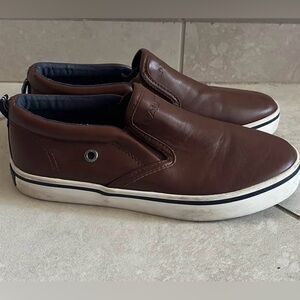 Nautica Boys Leather Brown Slip-On Loafers